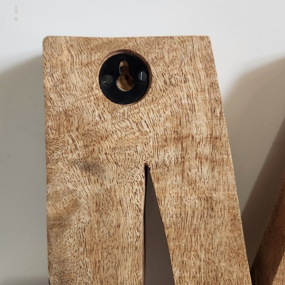 Wooden Block Letter Monogram Initial M Rustic Embossed Home Decor - Picture 6 of 6